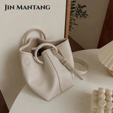 2pc/set PU Leather Women's Handbags Casual Ladies Tote Female Bucket