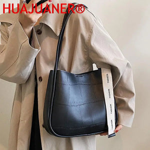 2Pc Pu Leather Women's Handbags Casual Bucket Women Shoulder Totes