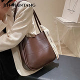 2pc/set PU Leather Women's Handbags Casual Ladies Tote Bucket Women Shoulder Bag