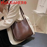 2Pc Pu Leather Women's Handbags Casual Bucket Women Shoulder Totes