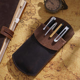 Leather Pen Holder Cowhide Vintage Pen Case Bag Crazy Horse Office School