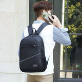Men Backpack USB Charging School Bag Travel Backpack Waterproof Storage