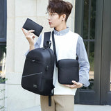 Men Backpack USB Charging School Bag Travel Backpack Waterproof Storage