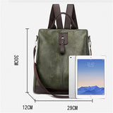 Retro PU Leather Backpack Women Girls Shoulder Bags Anti-theft Travel Bag