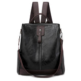 Vintage PU Leather School Backpack for Teenage Girls