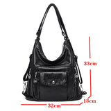 3 in 1 Women Back Pack Bagpack Vintage Women Bag Retro PU Leather