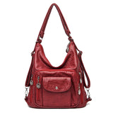 Vintage Women Backpack Bag - Retro PU Leather Tote Shoulder Bag