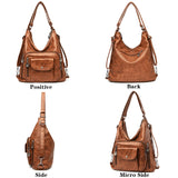 3 in 1 Women Back Pack Bagpack Vintage Women Bag Retro PU Leather