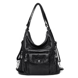 3 in 1 Women Back Pack Bagpack Vintage Women Bag Retro PU Leather