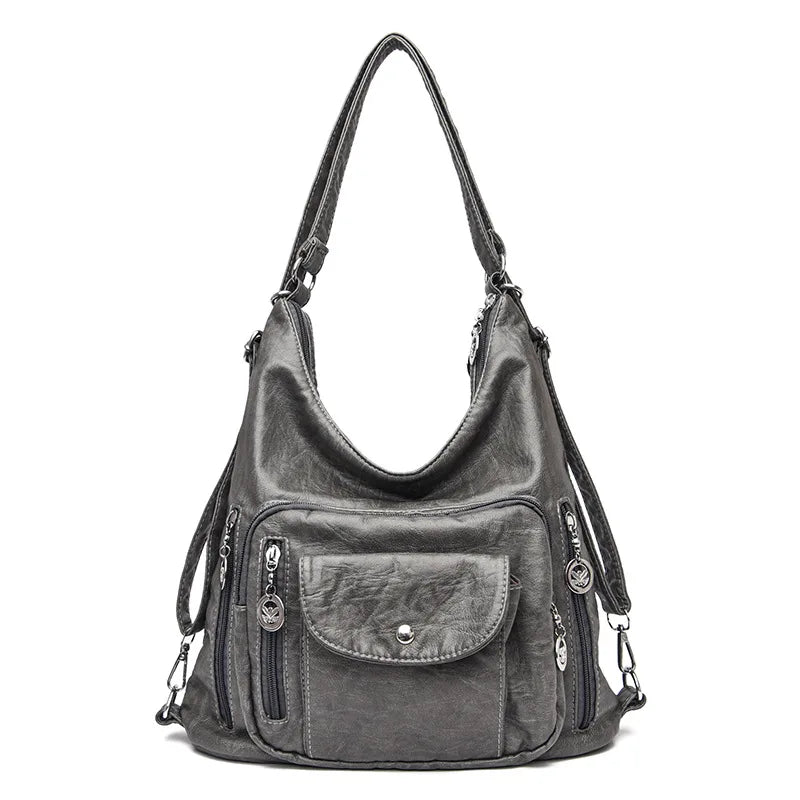 Vintage Women Backpack Bag - Retro PU Leather Tote Shoulder Bag