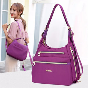 3 In 1 Women Bags Multifunction Backpack Crossbody Bag Nylon Cloth Tote