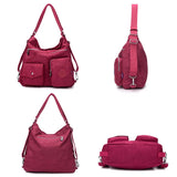 3-In-1 Women Bags Multifunction Backpack Shoulder Bag Nylon Tote