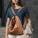 3 In 1 Women's Bag Soft Leather Backpacks Purses Large Capacity
