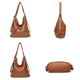 3 In 1 Women's Bag Soft Leather Backpacks Purses Large Capacity