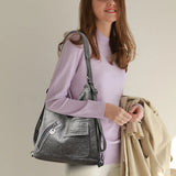 3 In 1 Women's Bag Soft Leather Backpacks Purses Large Capacity