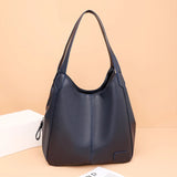 3 Layer Large Capacity Soft Leather Shoulder Crossbody Bag For Women
