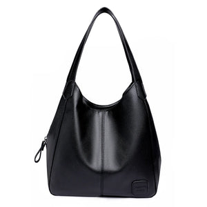 3 Layer Large Capacity Leather Shoulder Crossbody Bag Vintage Handbags