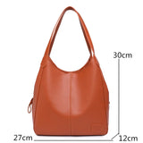3 Layer Large Capacity Soft Leather Shoulder Crossbody Bag For Women