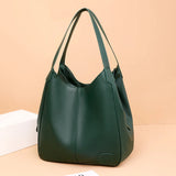 3 Layer Large Capacity Leather Shoulder Crossbody Bag Vintage Handbags