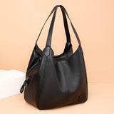 3 Layer Large Capacity Soft Leather Shoulder Crossbody Bag For Women