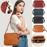 Leather Crossbody Shoulder Bag with Multiple ID Slots