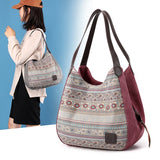 Large Capacity Women's Shoulder Crossbody Bag, Vintage Canvas Handbag Totes