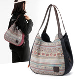 Large Capacity Women's Shoulder Crossbody Bag, Vintage Canvas Handbag Totes