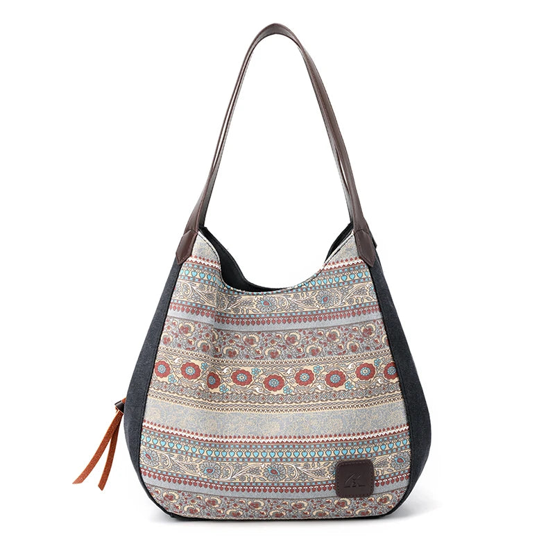 Large Capacity Women's Shoulder Crossbody Bag, Vintage Canvas Handbag Totes