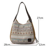 Large Capacity Women's Shoulder Crossbody Bag, Vintage Canvas Handbag Totes