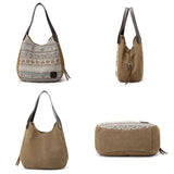 Large Capacity Women's Shoulder Crossbody Bag, Vintage Canvas Handbag Totes