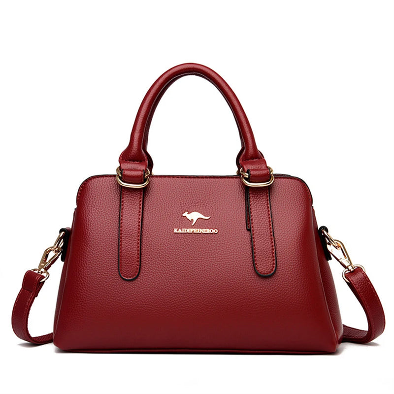 3-Layer Women Handbags High Leather Shoulder Crossbody Tote Bag