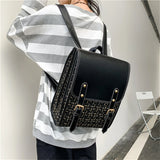 3-Layer Women's Leather Backpack for Teenage Girls Travel School Bags