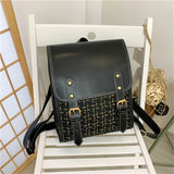 3-Layer Women's Leather Backpack for Teenage Girls Travel School Bags