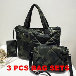 3 PCS Waterproof Women Handbag Soft Winter Shoulder Bag Ladies Tote Purse