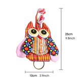 3 Pcs Owl Vintage Mini Key Case Wallet Fabric Women Key Wallets Holder