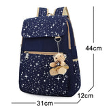3 Pcs/set Printing Women Backpack Lightweight Canvas Backpack