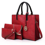 3 Piece Women Handbags Set Solid Colors