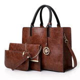 3 Piece Women Handbags Set Solid Colors