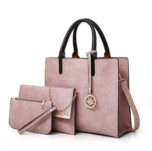 3 Piece Women Handbags Set Solid Colors