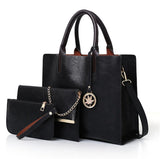 3 Piece Women Handbags Set Solid Colors