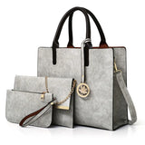 3 Piece Women Handbags Set Solid Colors