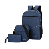 3 Piece Set Men Backpack School Bag Nylon Waterproof Bookbags