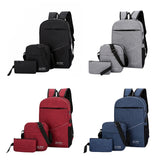 3 Piece Set Men Backpack School Bag Nylon Waterproof Bookbags