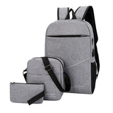 3 Piece Set Men Backpack School Bag Nylon Waterproof Bookbags