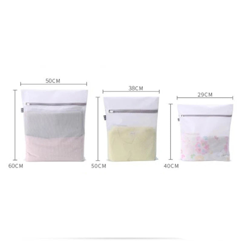 3 Size Washable Zipper Storage Bag Clothes Organizer Net Mesh Pocket