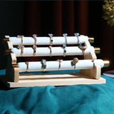 3-Tier Wooden Jewelry Display Stand Ring Holder, T-Bar Organizer Apricot