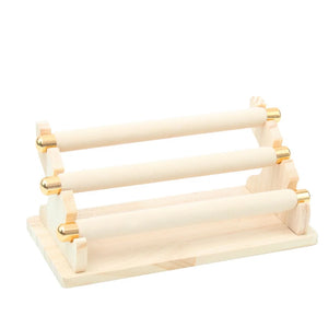 3-Tier Wooden Jewelry Display Stand Ring Holder, T-Bar Organizer Apricot