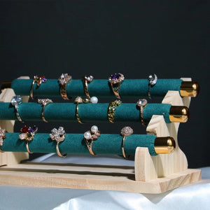 3-Tier Wooden Jewelry Display Stand Ring Holder, T-Bar Organizer Apricot