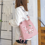 3-in-1 Anti Theft Women Backpack Oxford Shoulder Bag Embroidery Flower