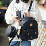 3 in 1 Women Backpack Set Large Capacity Shoulder Bag Adjustable Strap